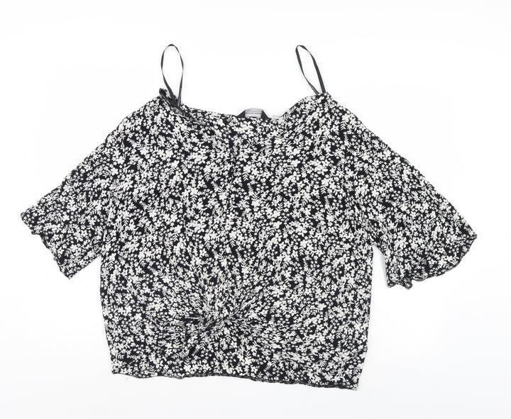 Dorothy Perkins Womens Black Floral Basic Blouse Size 18