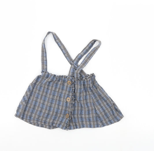 Front view of Next boys’ blue check basic t-shirt, size 12-18, months