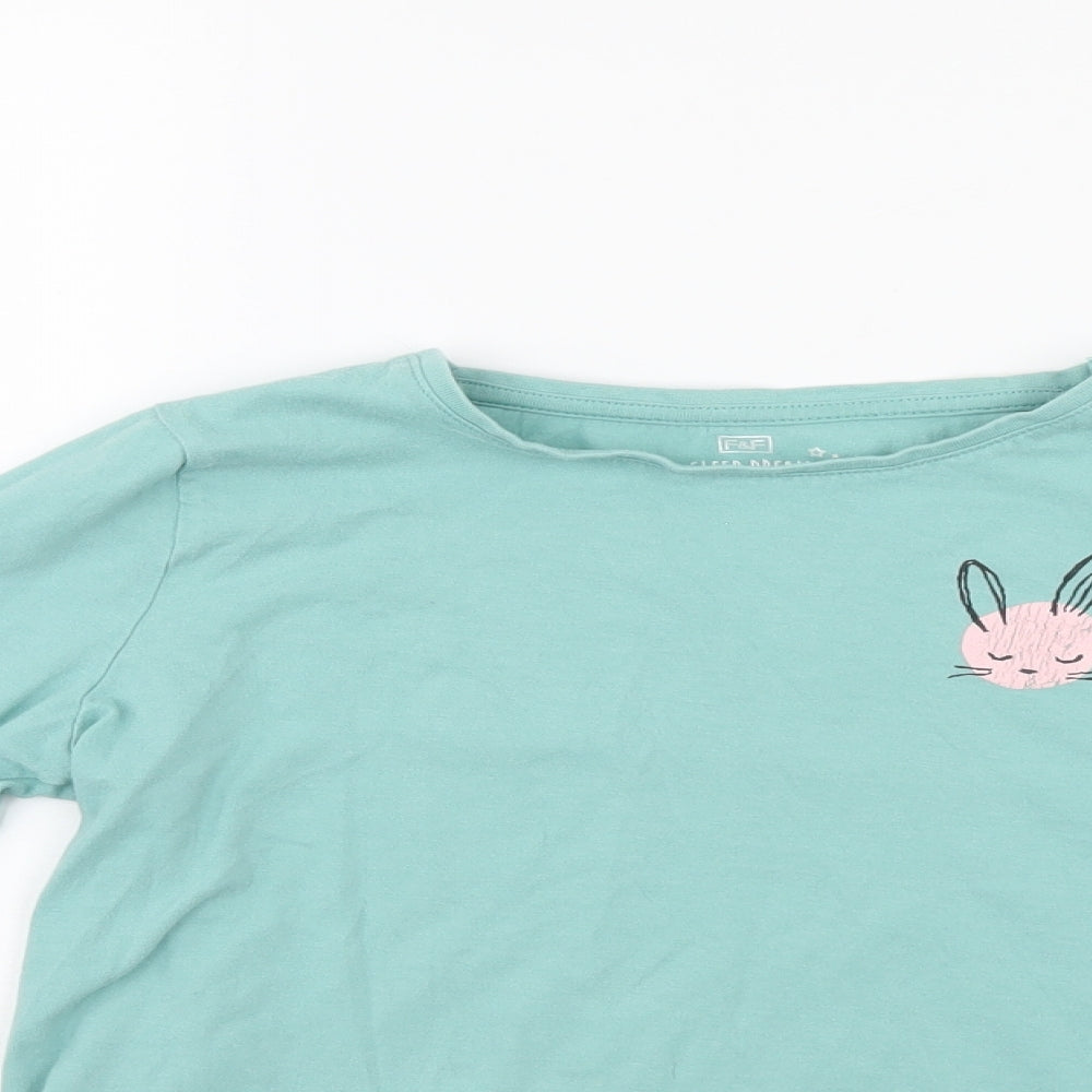 F&F Girls Green    Pyjama Set Size 9-10 Years