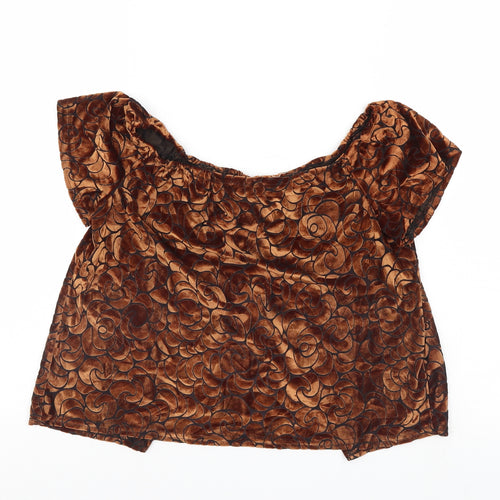 Pins & Needles Womens Brown Geometric  Basic Blouse Size XS