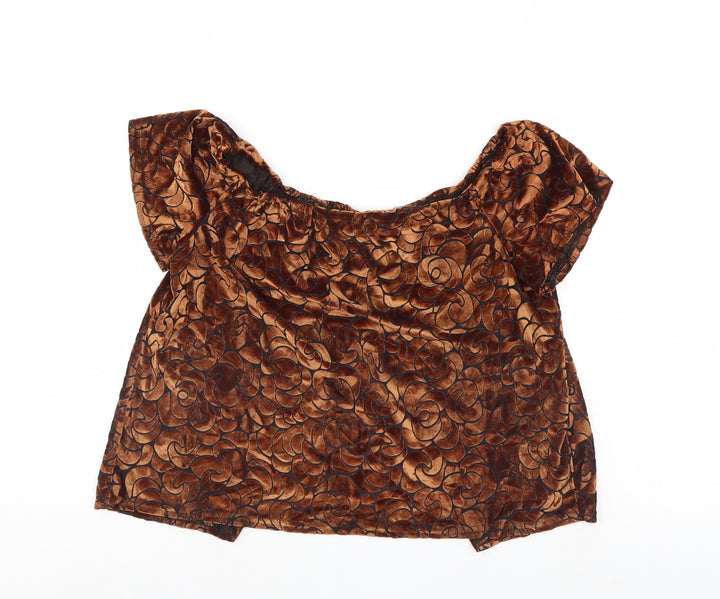 Pins & Needles Womens Brown Geometric  Basic Blouse Size XS