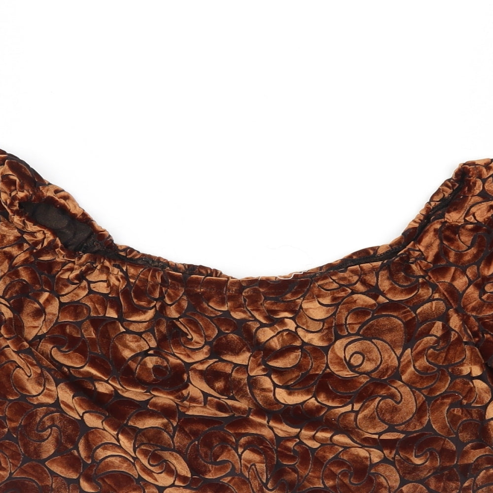Pins & Needles Womens Brown Geometric  Basic Blouse Size XS