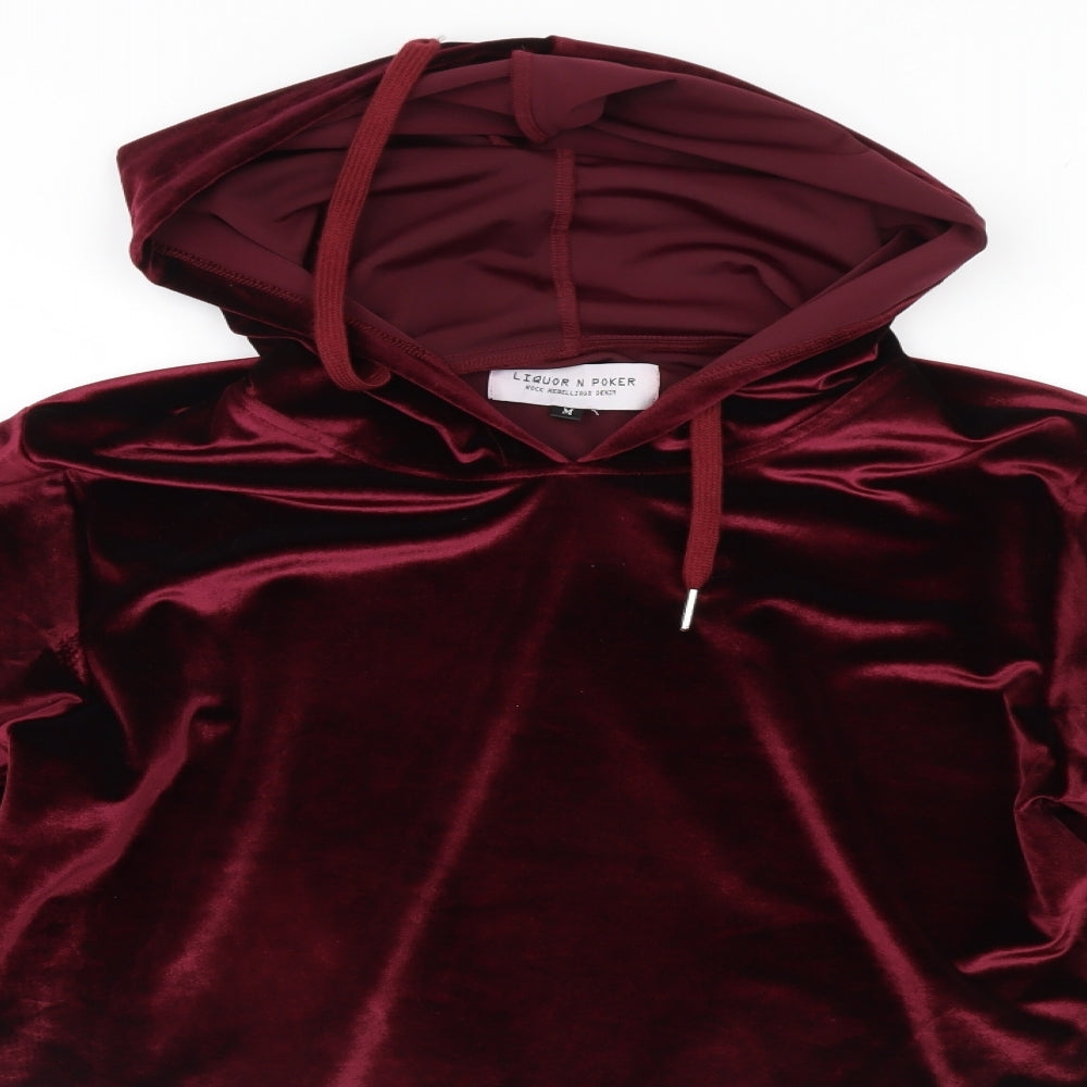 Liquor & Poker Womens Purple   Pullover Hoodie Size M