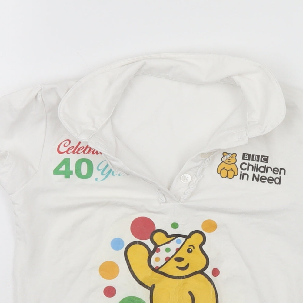 George Girls White   Basic T-Shirt Size 7-8 Years  - BBC children in need