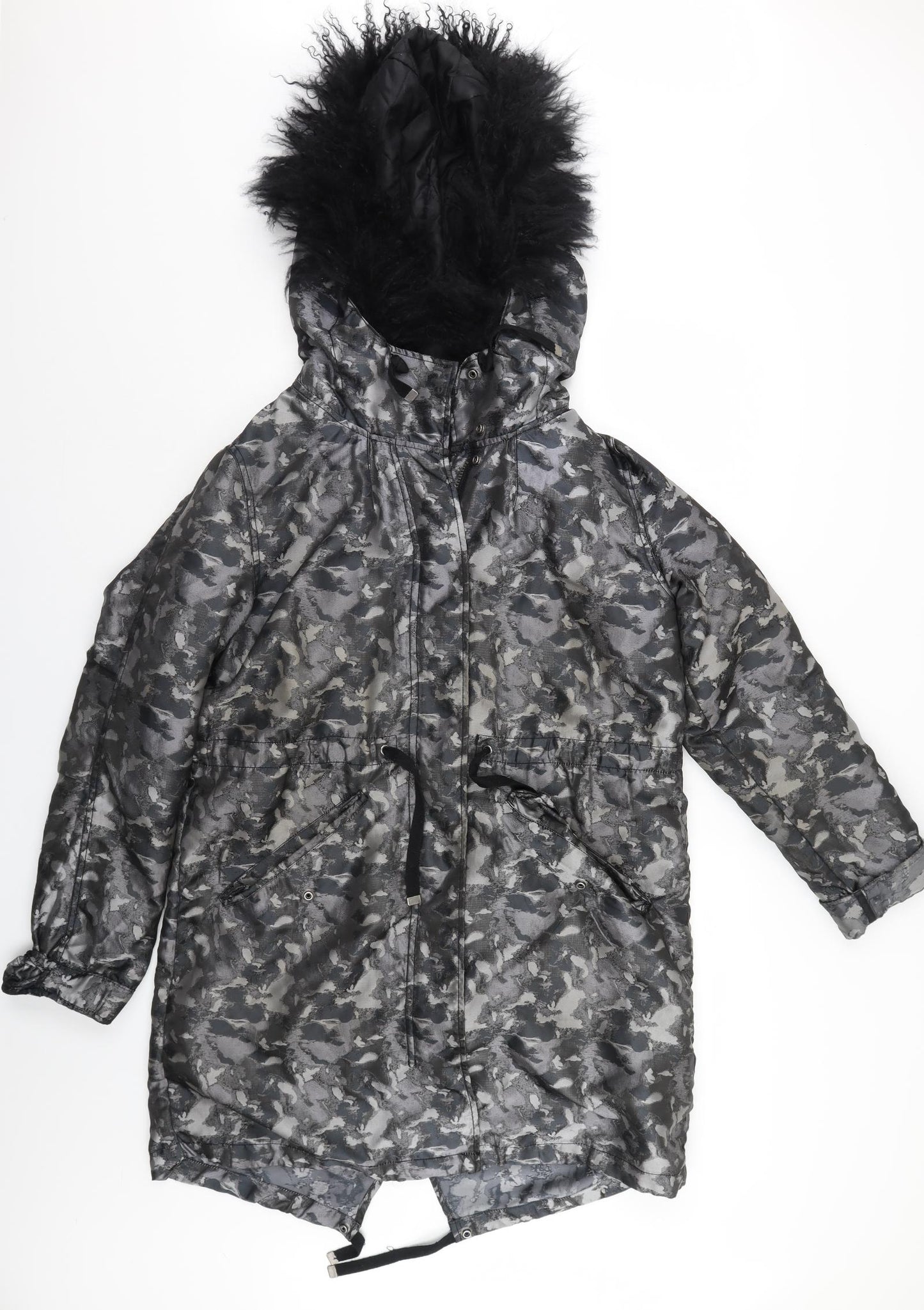 Top Shop Womens Grey Camouflage  Anorak Coat Size 12