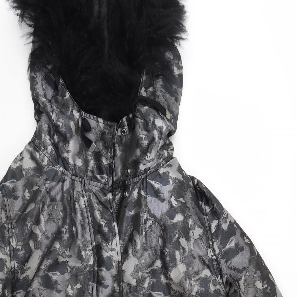 Top Shop Womens Grey Camouflage  Anorak Coat Size 12