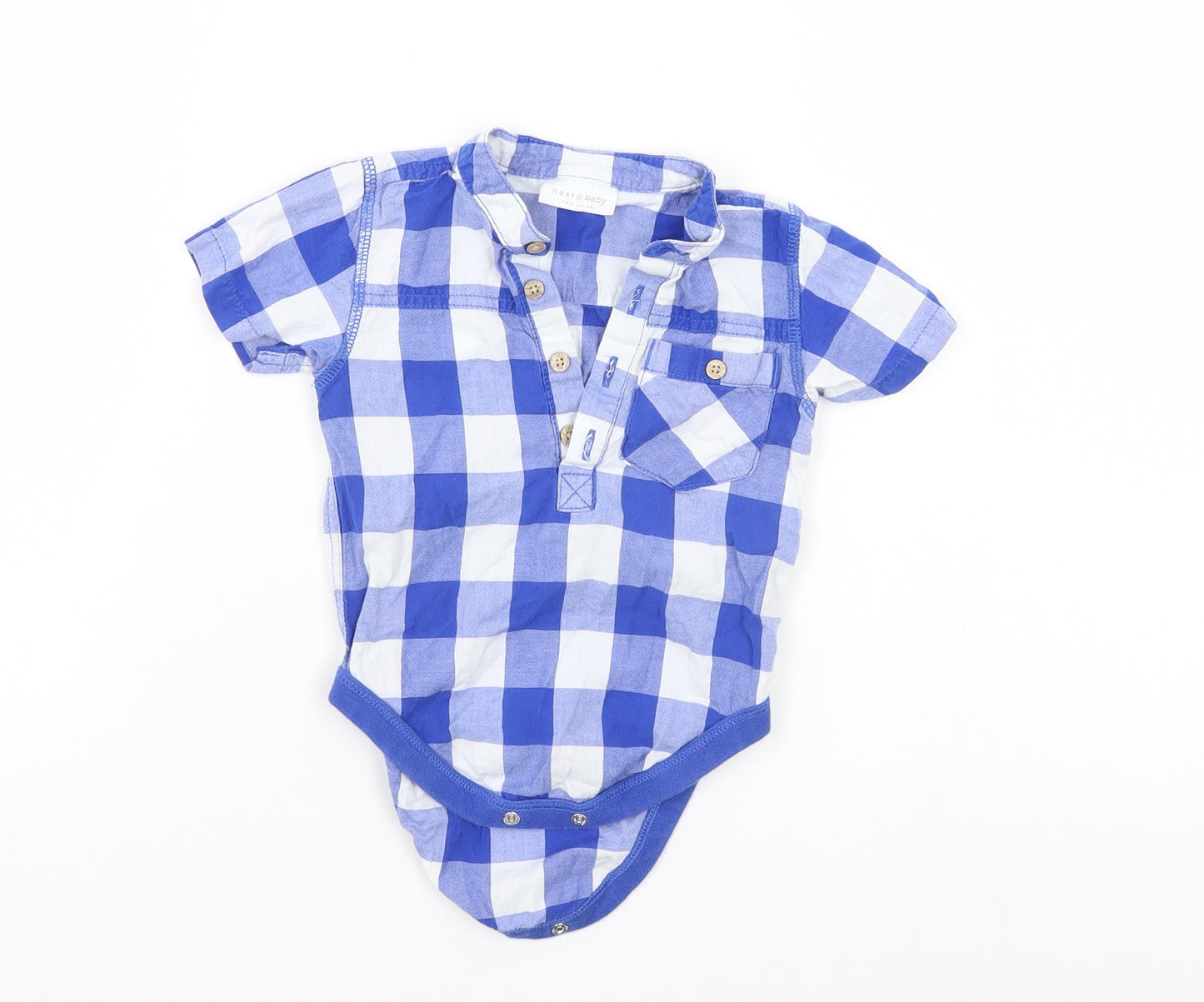 NEXT Baby Blue Check  Romper One-Piece Size 9-12 Months