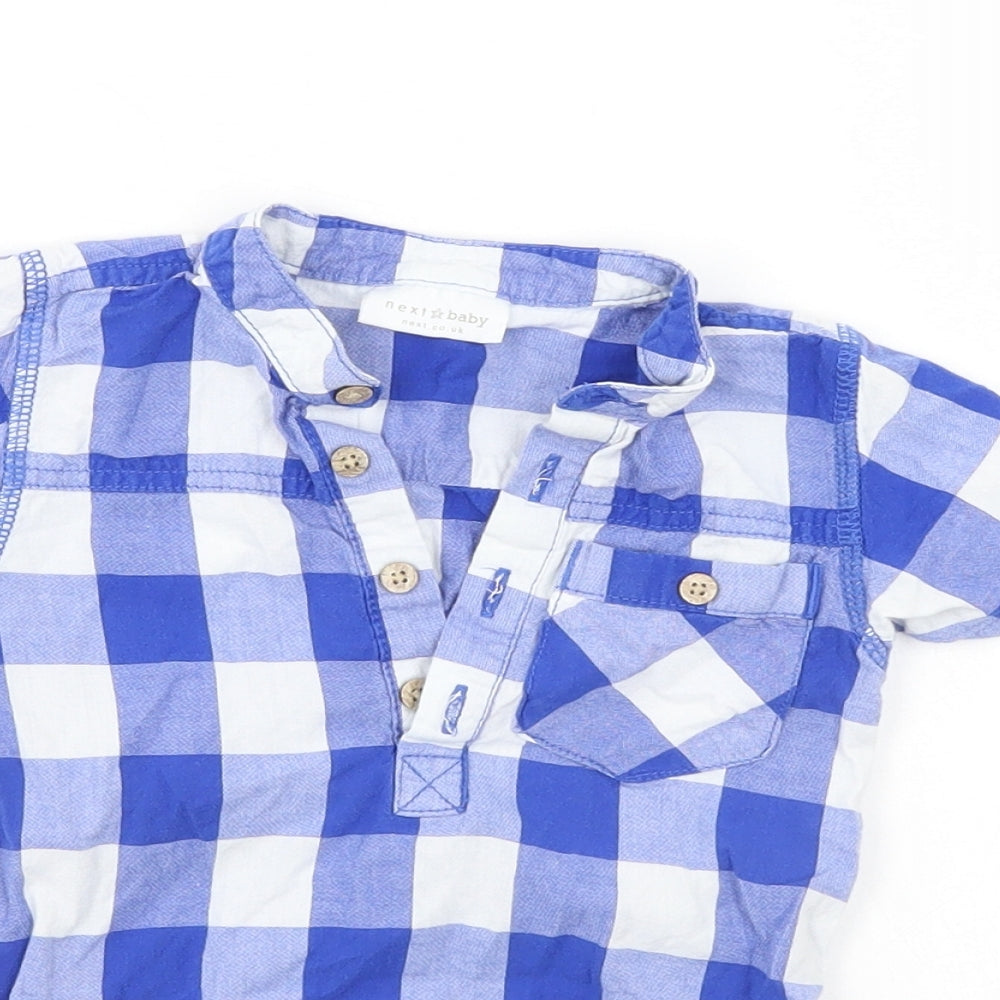 NEXT Baby Blue Check  Romper One-Piece Size 9-12 Months