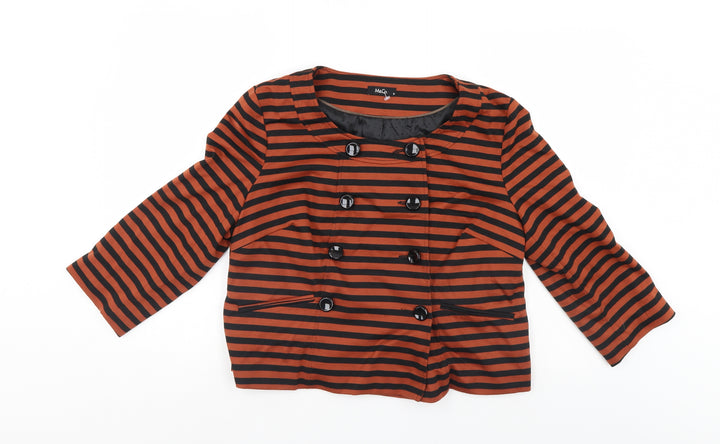 M&Co Womens Multicoloured Striped Jacket Coatigan Size 16