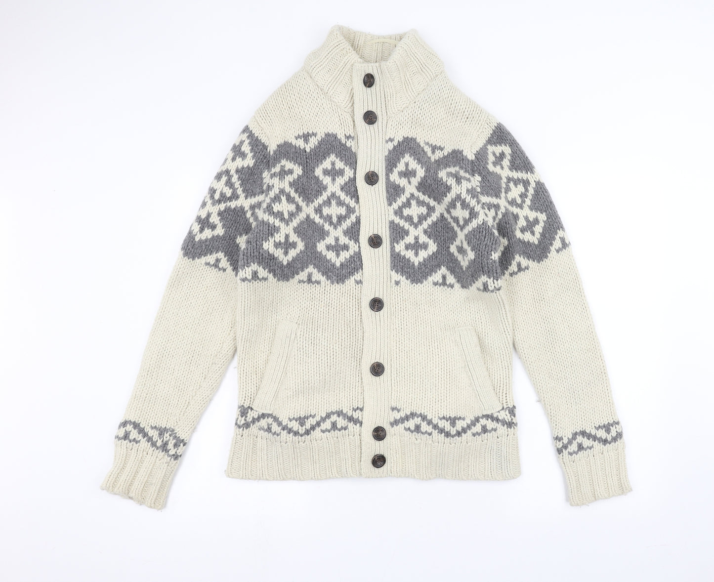 Burton Mens White  Knit Jacket Coatigan Size M
