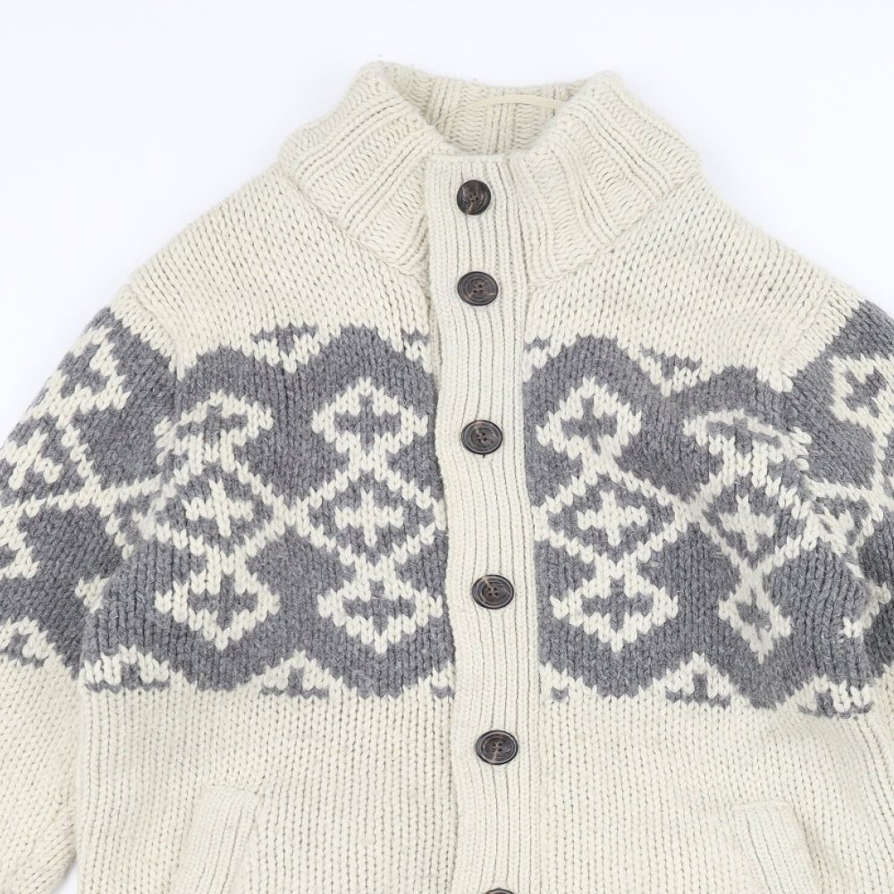 Burton Mens White  Knit Jacket Coatigan Size M
