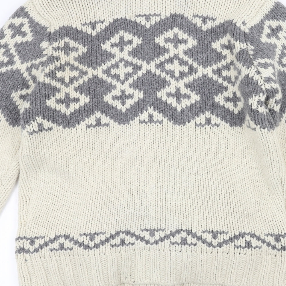 Burton Mens White  Knit Jacket Coatigan Size M