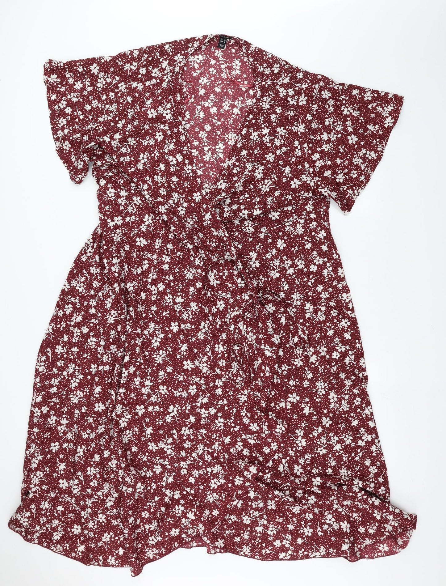 New Look Womens Red Floral  A-Line  Size 26
