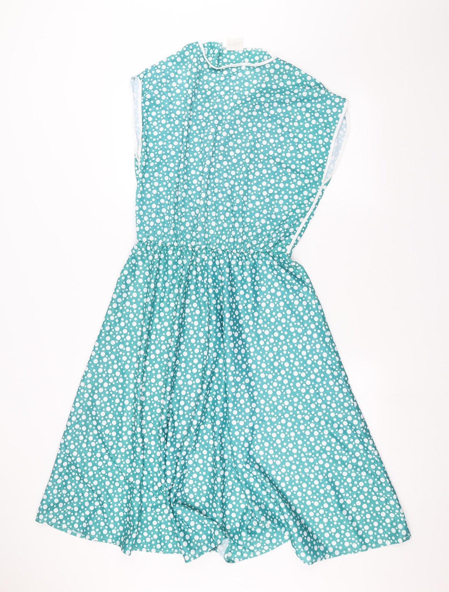 Classic Woman Womens Green Polka Dot  A-Line  Size 14