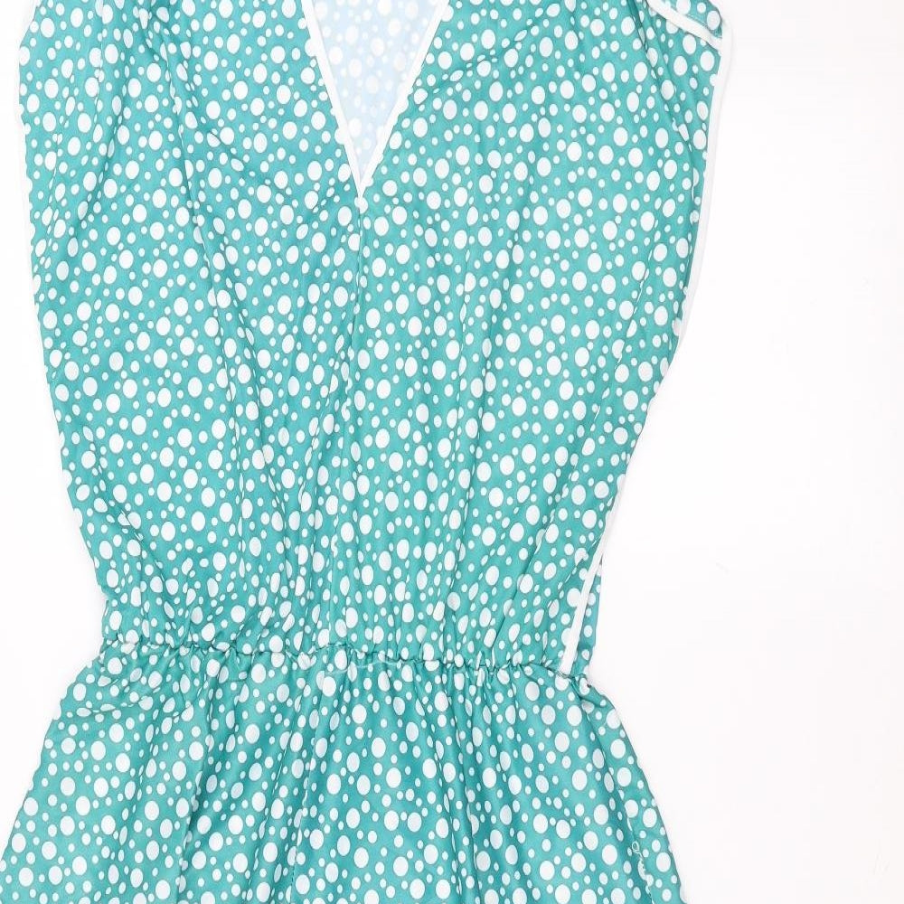 Classic Woman Womens Green Polka Dot  A-Line  Size 14