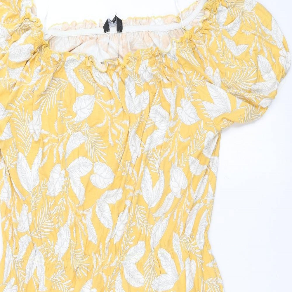 Peacocks Womens Yellow Floral  A-Line  Size 20