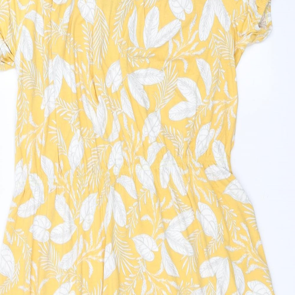 Peacocks Womens Yellow Floral  A-Line  Size 20