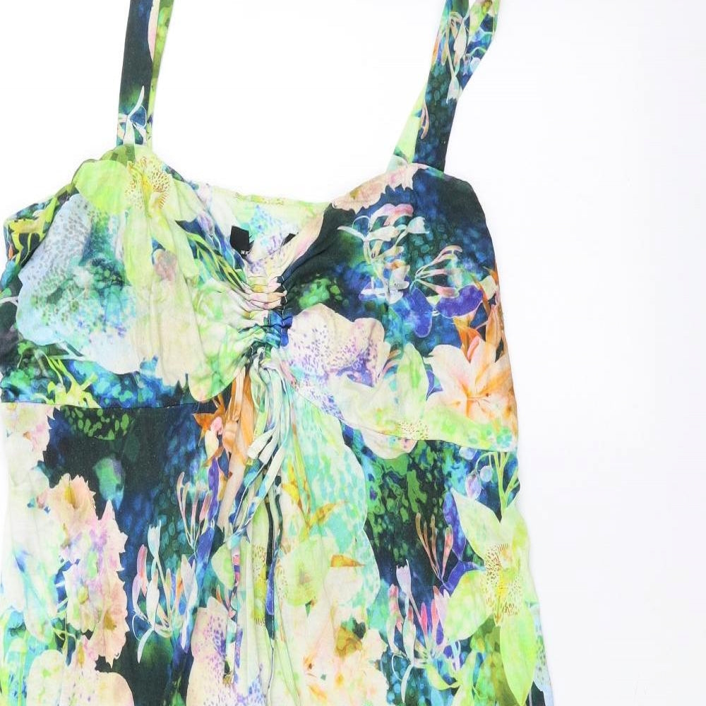 Preworn Womens Green Floral  A-Line  Size 16