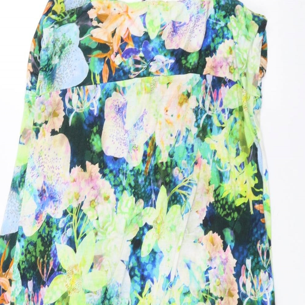 Preworn Womens Green Floral  A-Line  Size 16