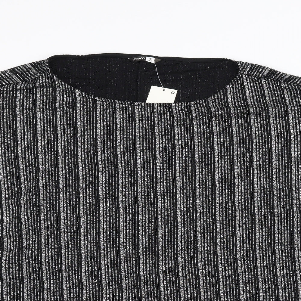 PEP&co Womens Grey Striped  Basic T-Shirt Size 20