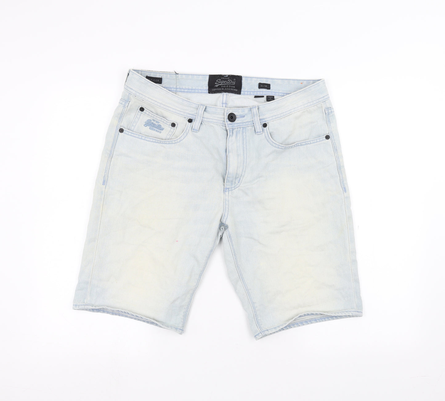 Superdry Mens Blue  Denim Chino Shorts Size 32 in