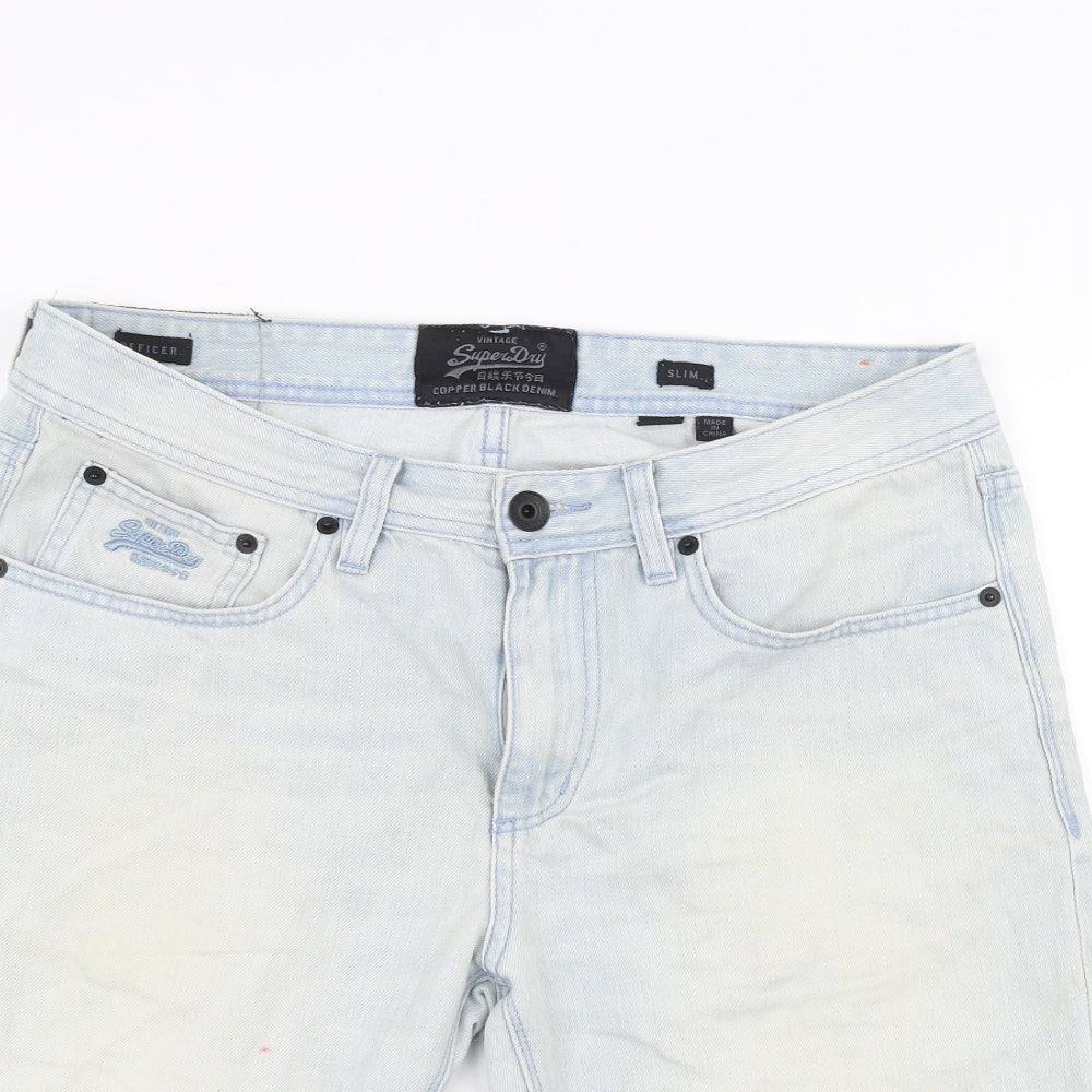 Superdry Mens Blue  Denim Chino Shorts Size 32 in