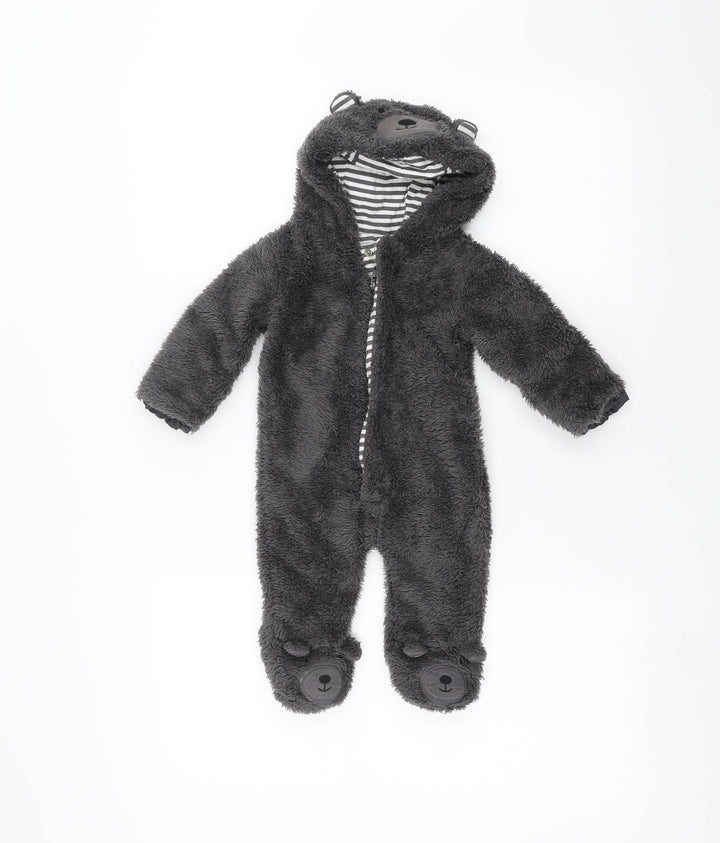 George Baby Grey Solid Babydoll One Piece Size 3-6 Months