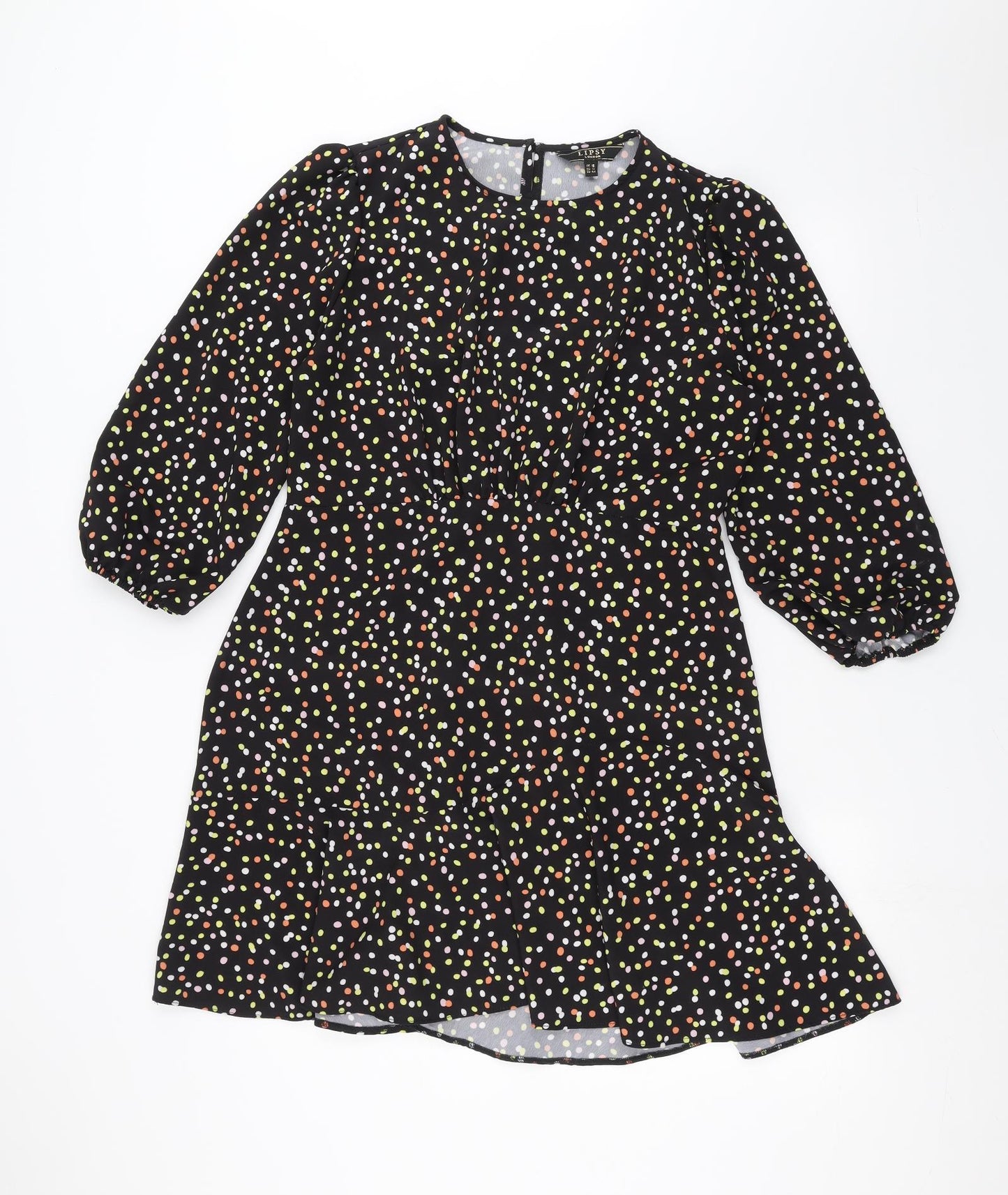 Lipsy Womens Black Polka Dot  A-Line  Size 16