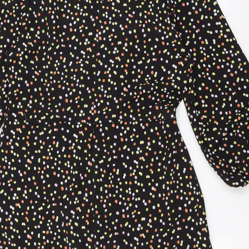 Lipsy Womens Black Polka Dot  A-Line  Size 16