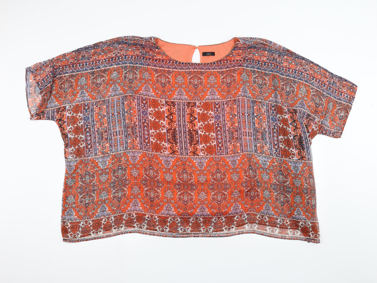 M&Co Womens Orange   Basic T-Shirt Size 12