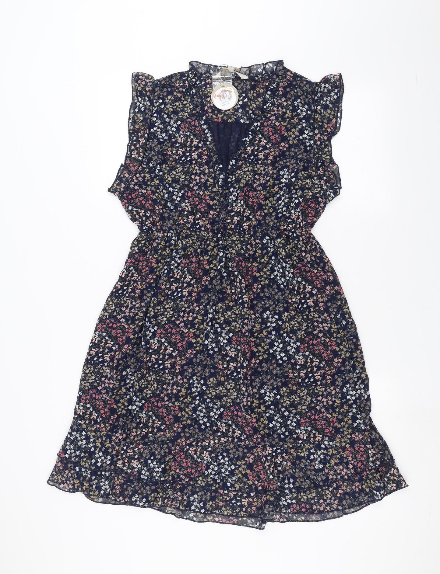 Apricot Womens Blue Floral  A-Line  Size 14