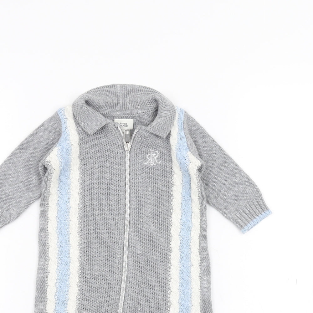 River Island Baby Grey   Babygrow One-Piece Size 0-3 Months