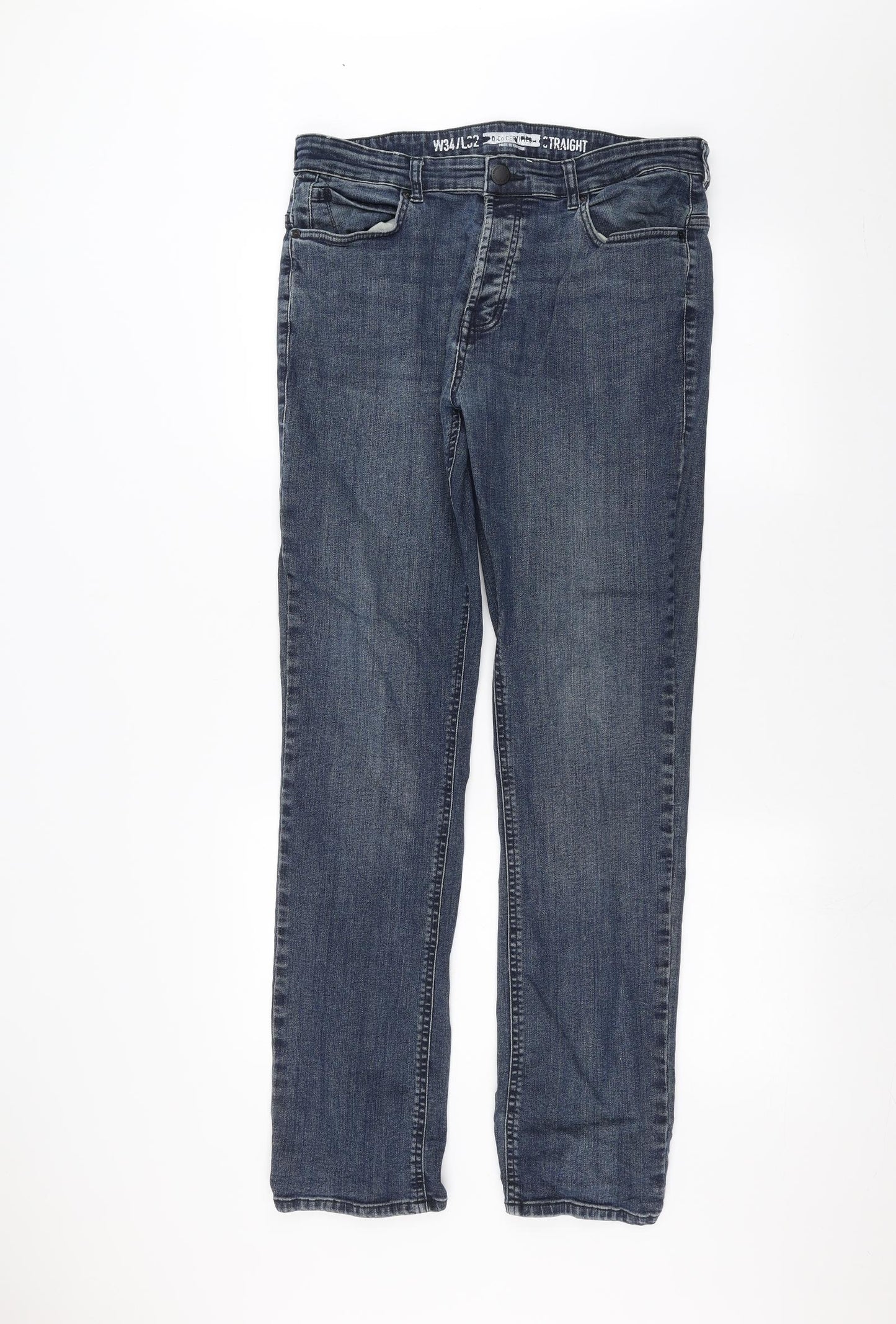 Denim & Co. Mens Blue  Denim Straight Jeans Size 34 in L32 in