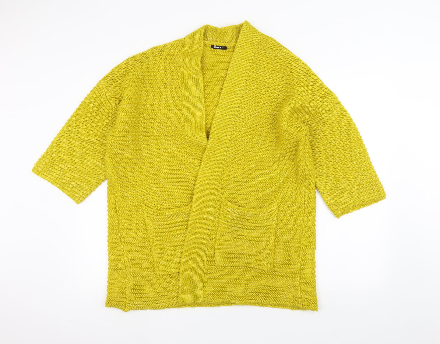 Roman Womens Yellow   Jacket Coatigan Size 12