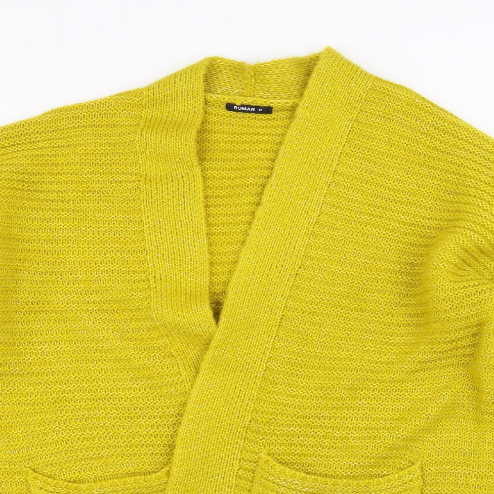 Roman Womens Yellow   Jacket Coatigan Size 12