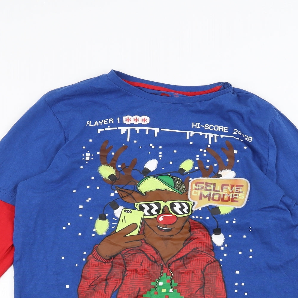 F&F Boys Blue   Basic T-Shirt Size 13-14 Years  - Christmas