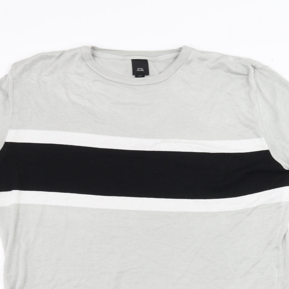 River Island Mens Grey    T-Shirt Size L