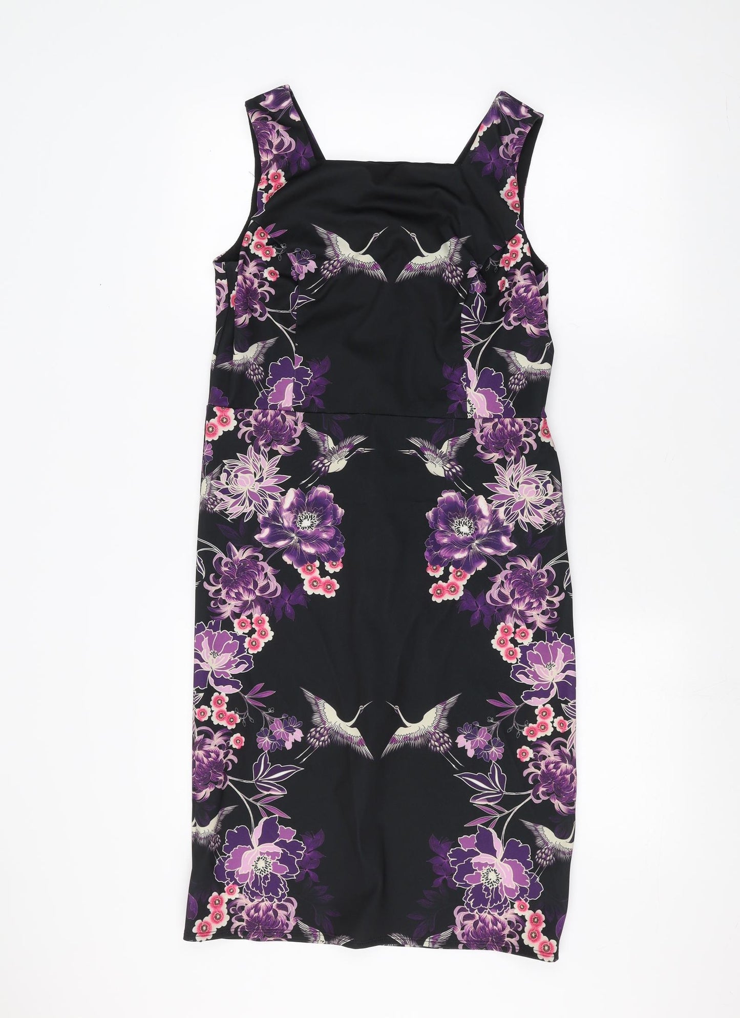 Dorothy Perkins Womens Black Floral  A-Line  Size 14