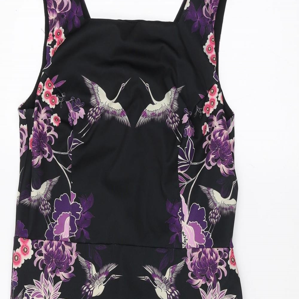 Dorothy Perkins Womens Black Floral  A-Line  Size 14