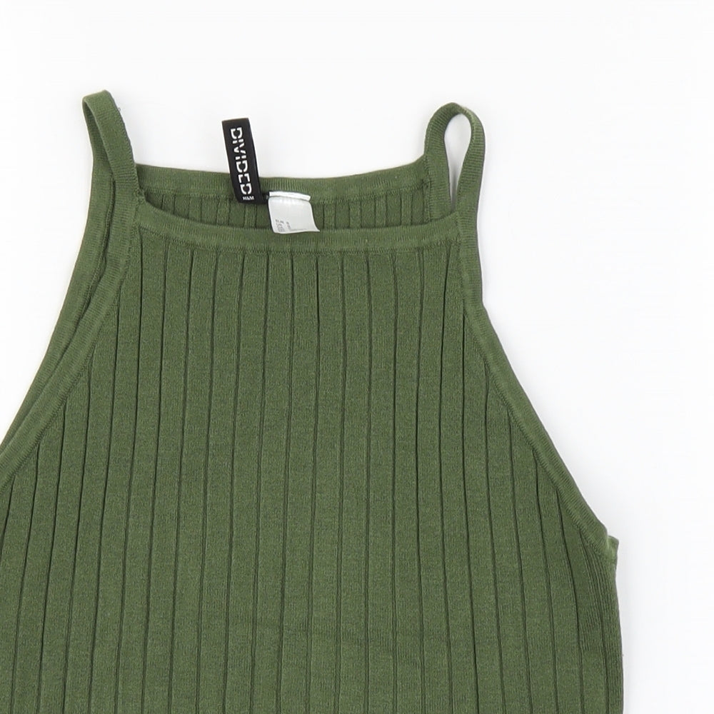 Divided Womens Green Striped  Cropped Tank Size S
