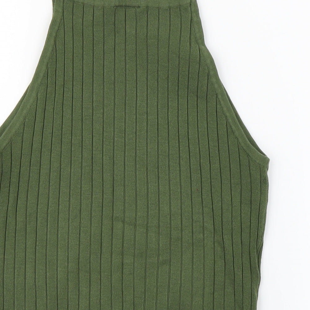 Divided Womens Green Striped  Cropped Tank Size S