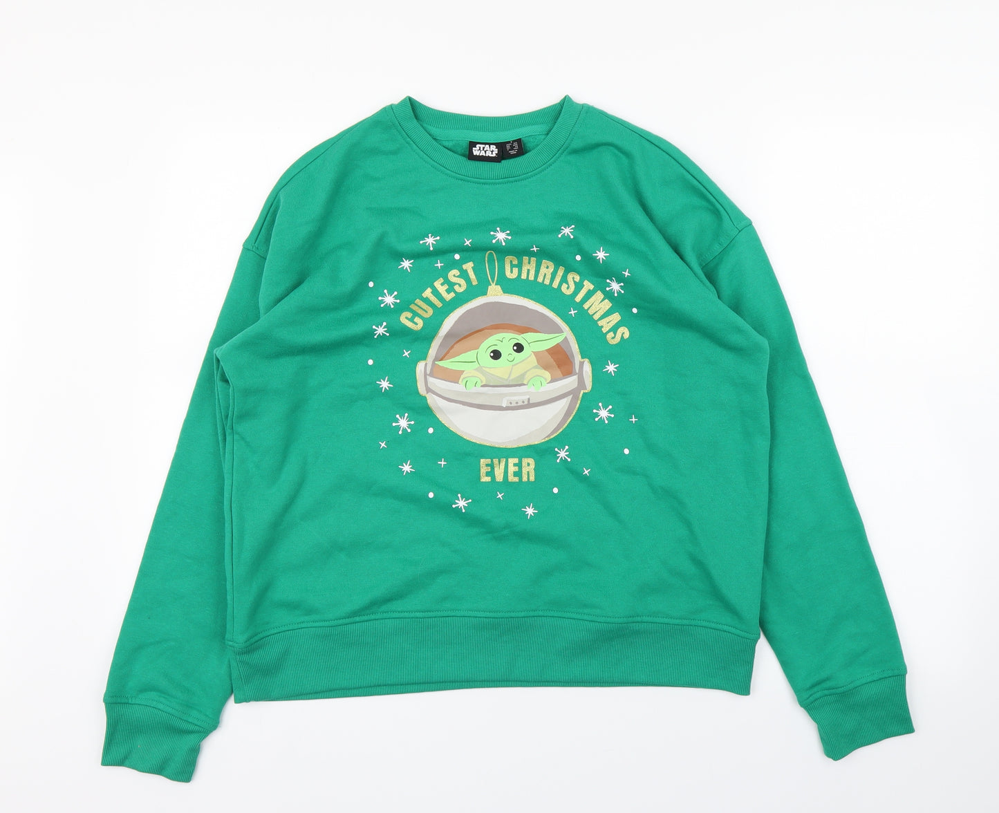 starwars Womens Green   Pullover Sweatshirt Size 12  - baby yoda