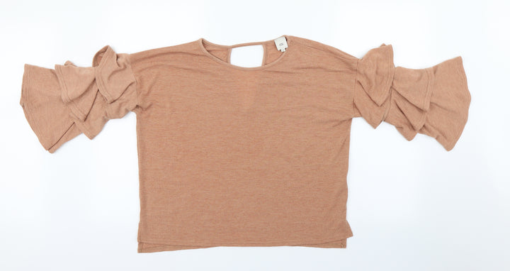 River Island Womens Brown Basic T-Shirt Size 8 - flair sleeves