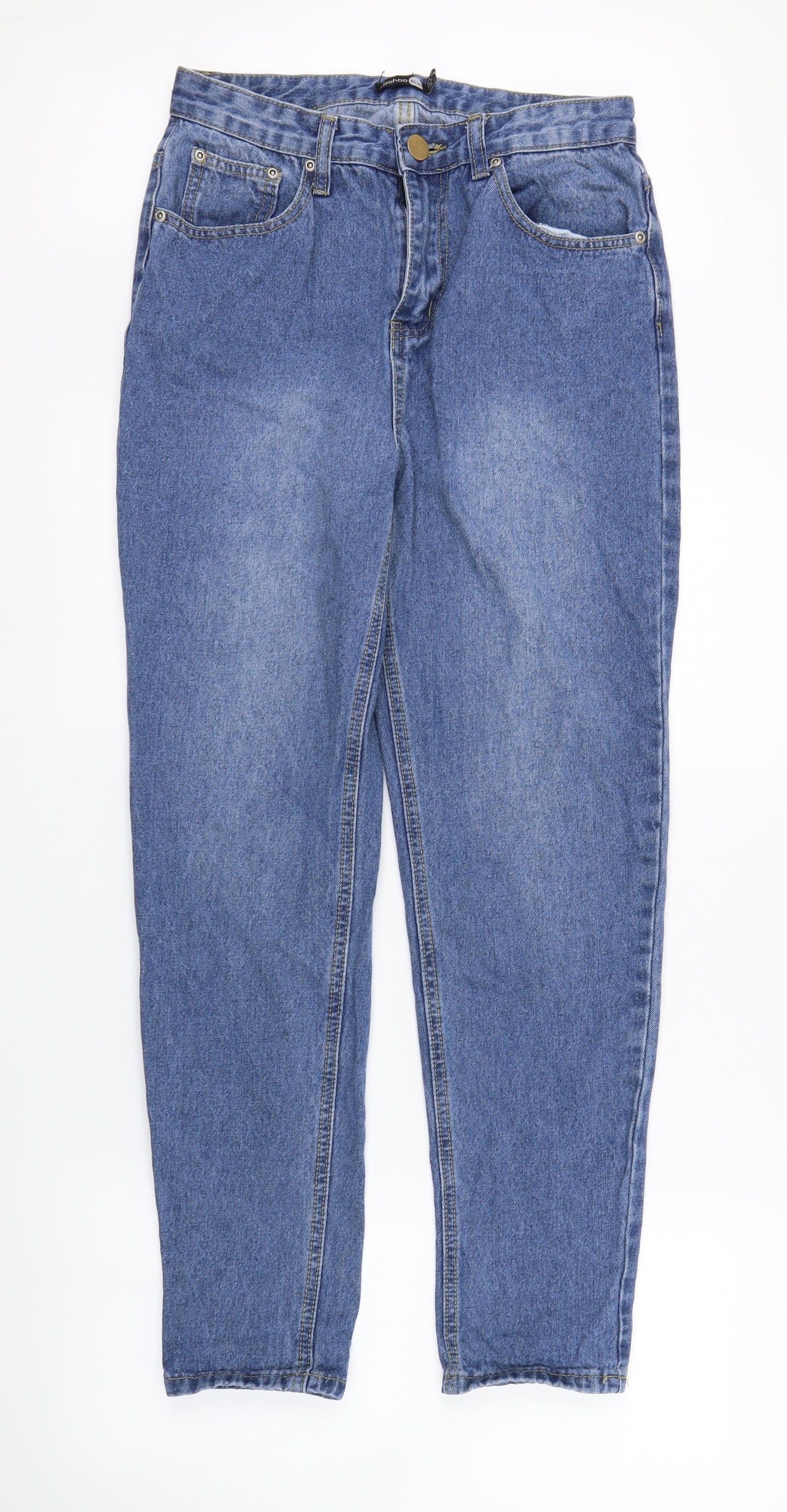 Boohoo Womens Blue  Denim Mom Jeans Size 10 L28 in