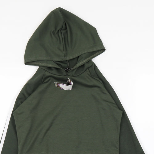 Boohoo Womens Green Striped  Pullover Hoodie Size S  - s/m