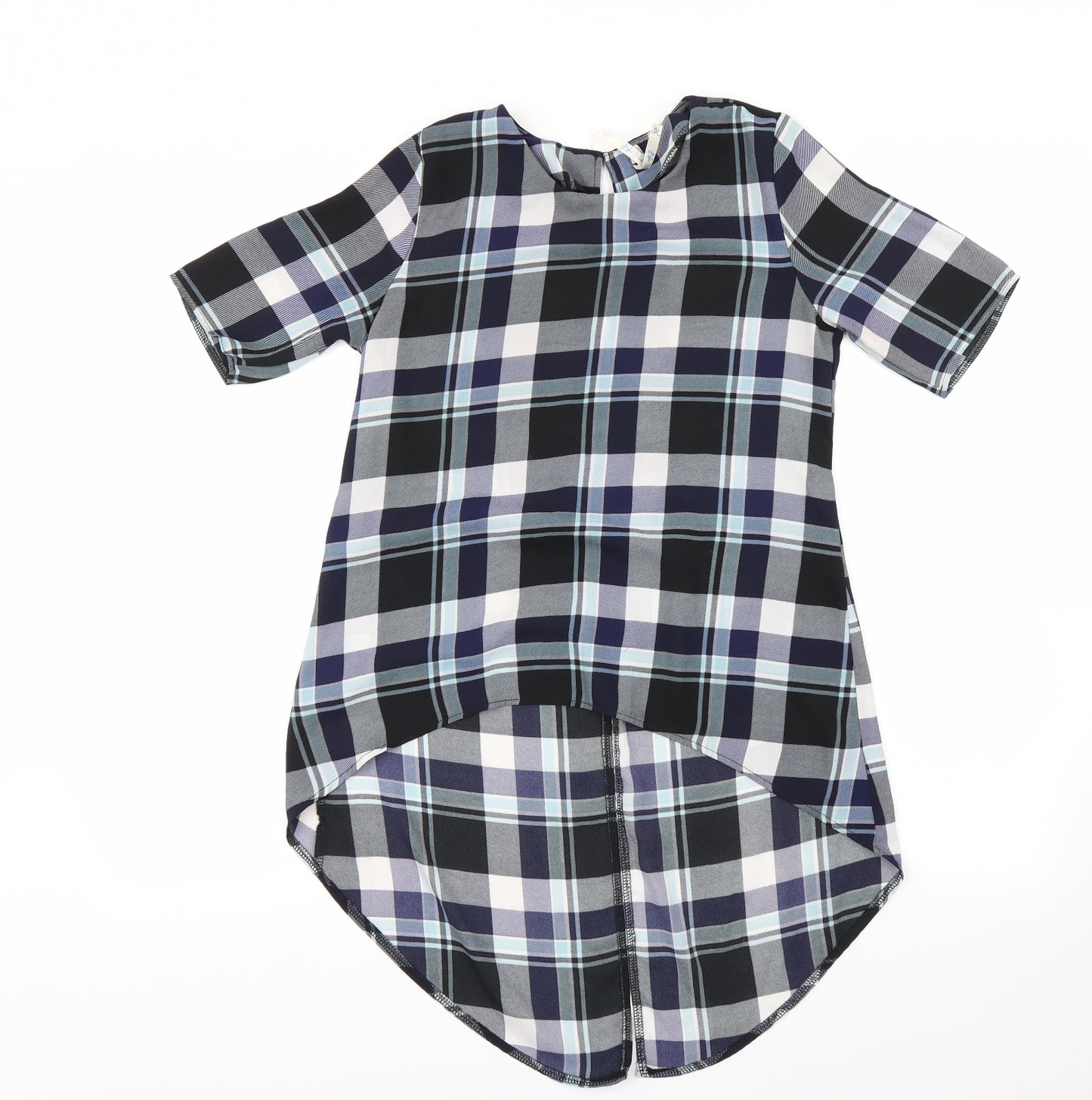 blue vanilla Womens Purple Check  Cropped Blouse Size XS