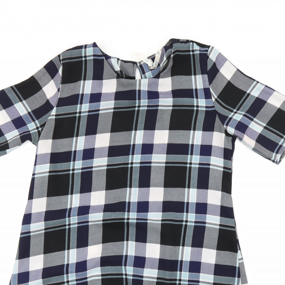 blue vanilla Womens Purple Check  Cropped Blouse Size XS