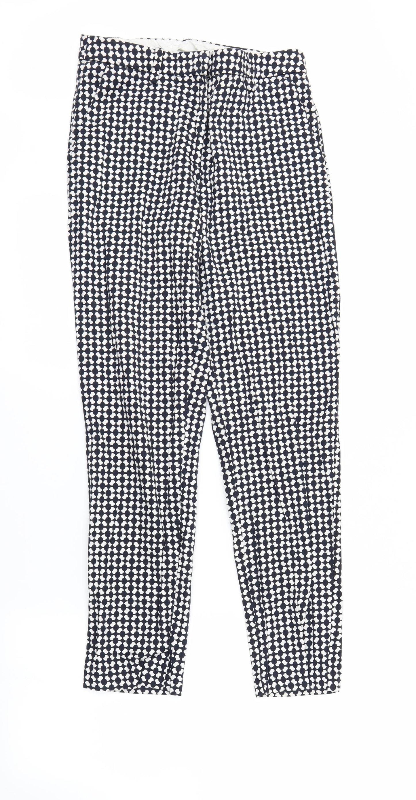 H&M Womens White Polka Dot  Trousers  Size 6 L26 in