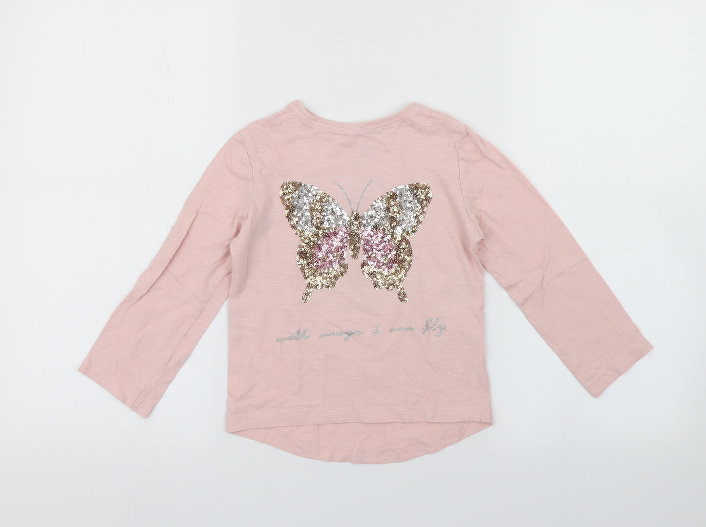 Primark Girls Pink Animal Print  Basic T-Shirt Size 4-5 Years  - butteflies