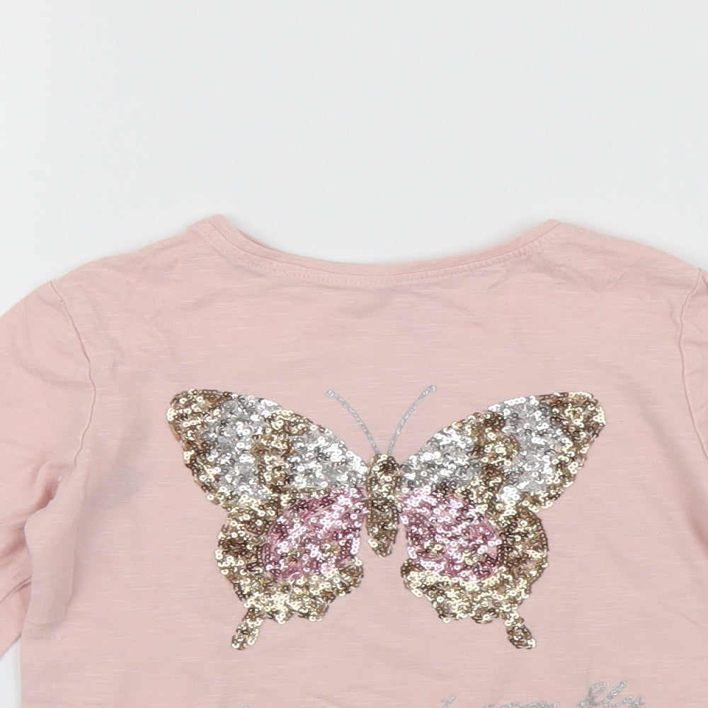 Primark Girls Pink Animal Print  Basic T-Shirt Size 4-5 Years  - butteflies